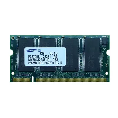 Samsung M470L3224FU0-CB3 | 256MB DDR-333MHz PC2700 Non-ECC Unbuffered SODIMM CL2.5 2Rx16 2.5V 200-Pin Memory Module
