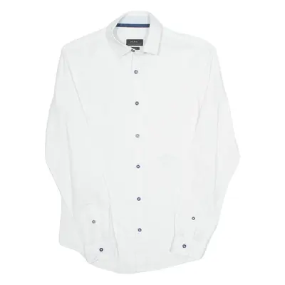 ZARA Slim Fit Mens Plain Shirt White Long Sleeve S