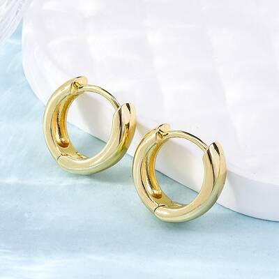 Brass Huggie Hoop Earrings