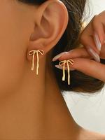 Women's Elegant Bowknot Design Stud Earrings, Cute Trendy Stud Earrings, Fashionable Jewelry for Women for Daily & Party Deco...