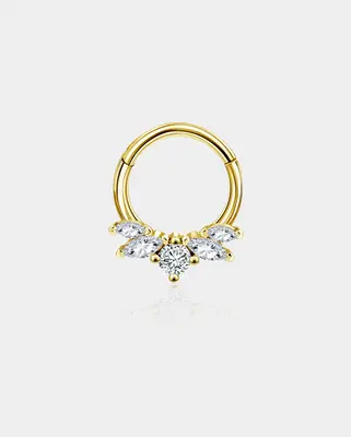 CZ Crown Daith Septum Ring - Gold / 8mm