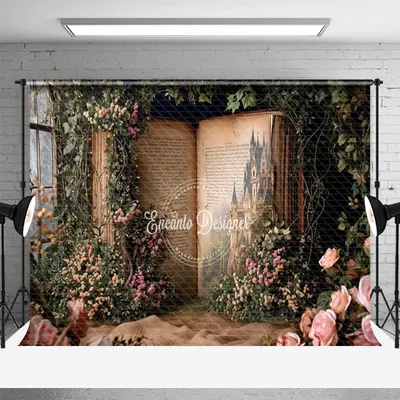 Fairy Tale Castle Book Story Window Spring Backdrop - Aperturee