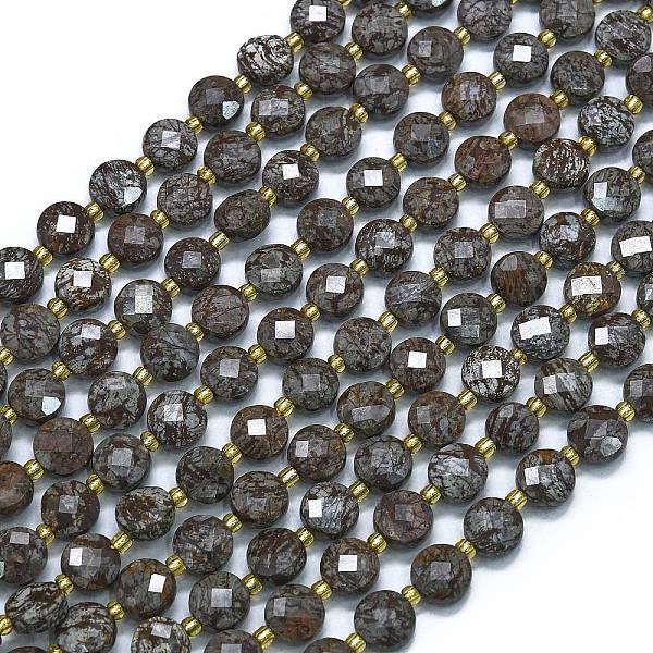 Natural Red Snowflake Obsidian Beads Strands