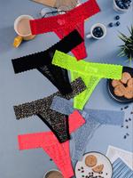 Women's Leopard Print Drop Waist Sheer Thong, Soft Fit Comfortable Breathable Lace Panty for Daily Wear, Women's Underwear f...