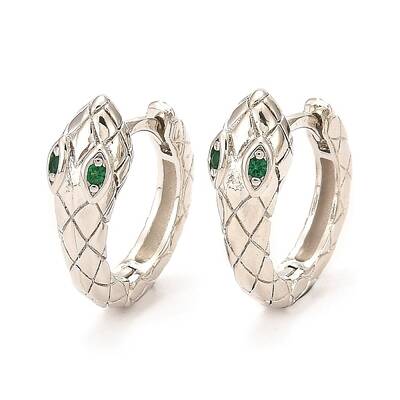 Brass Micro Pave Cubic Zirconia Hoop Earrings