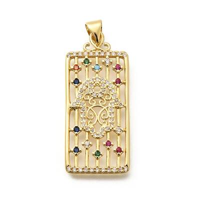 Rack Plating Brass Micro Pave Cubic Zirconia Pendants