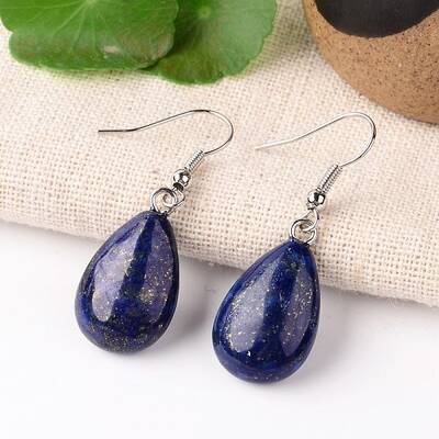 Natural Lapis Lazuli Drop Dangle Earrings