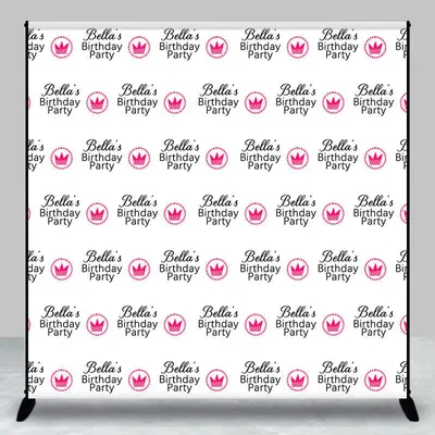 Aperturee White Pink Crown Custom Name Birthday Party Backdrop | Happy Birthday Backdrop | Backdrop For Birthday Party | Cust...