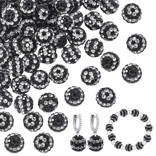 50Pcs Polymer Clay Rhinestone Beads