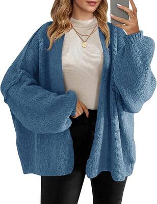 Womens Oversized Cardigan Sweaters Open Front Chunky Knit Casual Long Lantern Sleeve Fall Sweater Coats