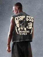 Men's Regular Fit Letter Print Graphic Vest Jacket, Casual Street Sleeveless Zip Up Outerwear for Spring & Fall, Fashion Men'...