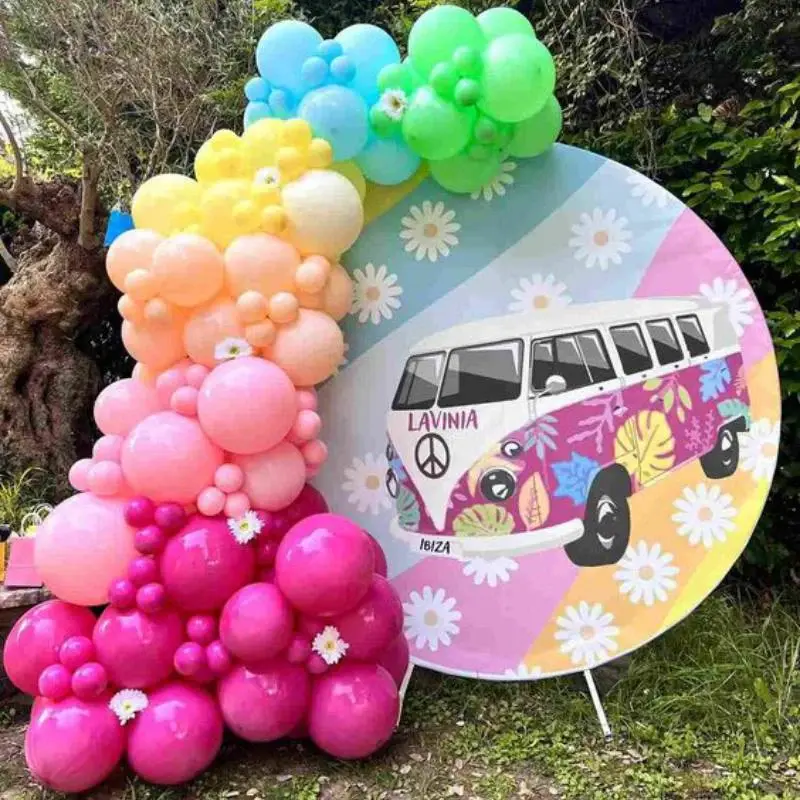 Daisy and Bus Groovy Birthday Party Round Cover