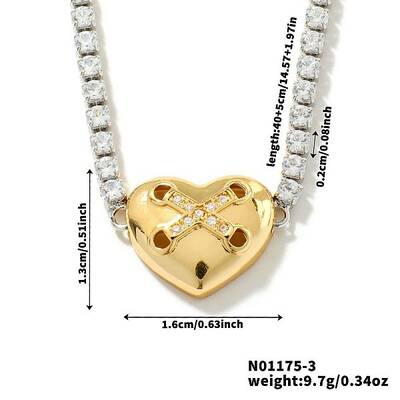 Golden Tone Brass Clear Cubic Zirconia Cup Chain Geometric Pendant Necklaces for Women