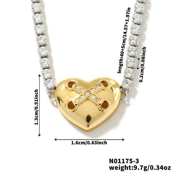Golden Tone Brass Clear Cubic Zirconia Cup Chain Geometric Pendant Necklaces for Women