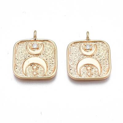 Brass Micro Pave Clear Cubic Zirconia Pendants