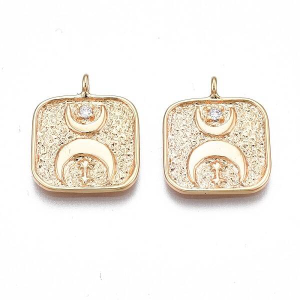 Brass Micro Pave Clear Cubic Zirconia Pendants