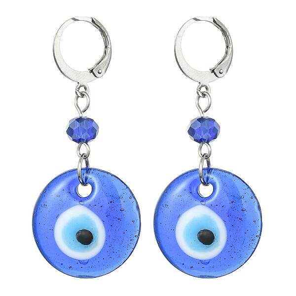Evil Eye Glass Leverback Earrings