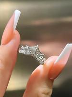 Spider Web Design Rhinestone Decorated Ring, Fashion Accessories for Women & Men, Fashion Jewelry for Party, Daily Clothing D...