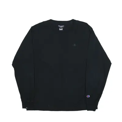CHAMPION T-Shirt Black Long Sleeve Mens L