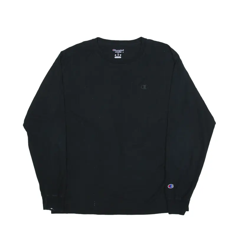 CHAMPION T-Shirt Black Long Sleeve Mens L