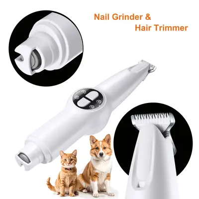 2 in 1 Electric Dog Nail Care Tool & Partial Hair Trimmer, Quiet Cat Paws Nail Grooming Trimmer Tools, Pet Supplies, Christm...