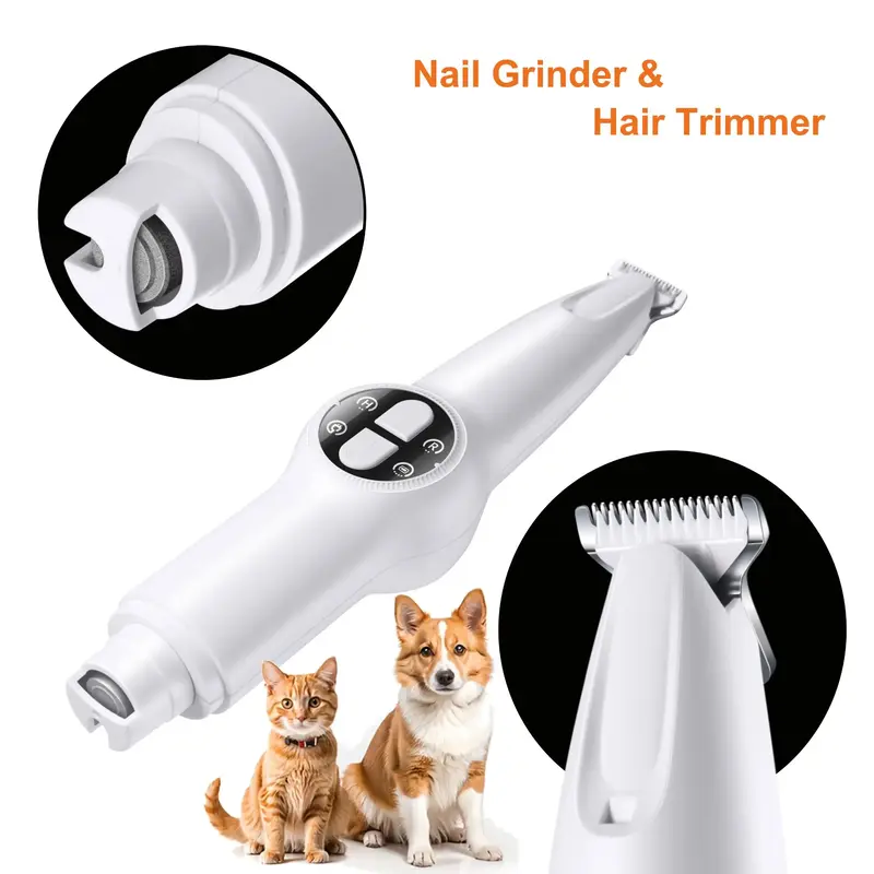 2 in 1 Electric Dog Nail Care Tool & Partial Hair Trimmer, Quiet Cat Paws Nail Grooming Trimmer Tools, Pet Supplies, Christm...