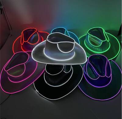 LED Wireless Hat Fluorescent Colorful Flashing Cowboy Hat