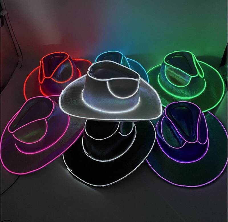 LED Wireless Hat Fluorescent Colorful Flashing Cowboy Hat