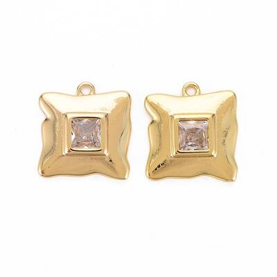 Brass Micro Pave Clear Cubic Zirconia Pendants
