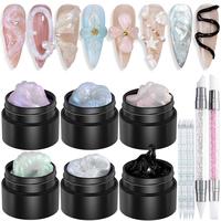 Fcozpjk Solid Builder Gel Kit, 6 Colors Non Sticky Solid Builder Gel for Nails Aurora Blue Pink Pearl White Builder Gel With ...