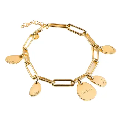 14K Gold Personalized Engraving Charm Bracelet for Women