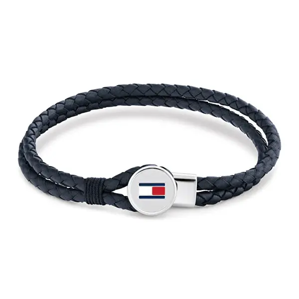Tommy Hilfiger Bracciale Moderno In Pelle Di Colore Blu 2790656 - Lunghezza: 19 Cm