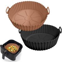 Round Silicone Air Fryer Liner, 2 Counts/set Reusable Air Fryer Food Bowl, Air Fryer Accessories for Home Kitchen, Baking Su...
