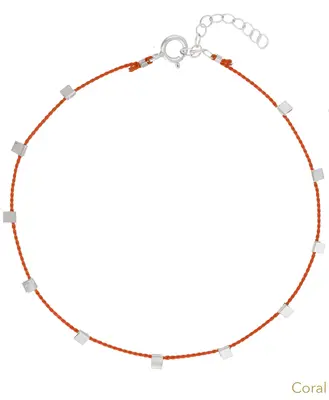 Hilo Anklet | Metal Color: Silver | Color: Coral
