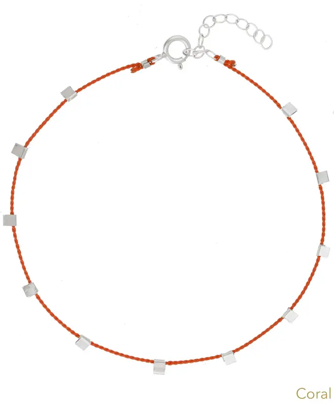 Hilo Anklet | Metal Color: Silver | Color: Coral