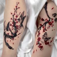 8pcs/set Plum Blossom Pattern Tattoo Sticker, Waterproof Long Lasting Tattoo Sticker for Women & Men, Temporary Body Art, Fes...