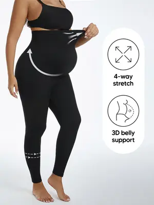 Maternity Leggings Over Belly Support – High Waist Seamless Pregnancy Pants, Stretchy Tummy Control Yoga Tights for Women, ...