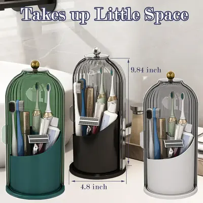 Dustproof Toothbrush Holders with Cover Rotating Electric Toothbrush and Toothpaste Holder Bathroom Vanity Counter top 3 Slot...