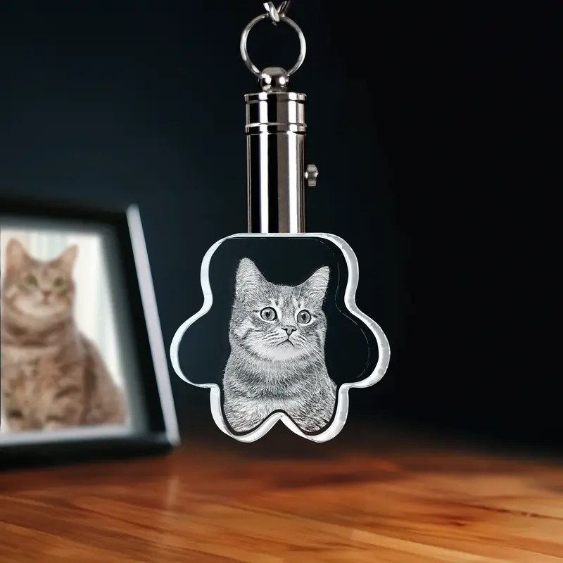 2D Memory Crystal™ - Keychain - Paw-Small