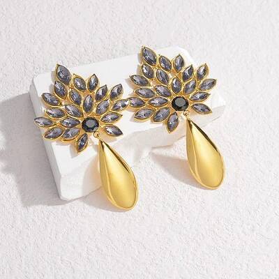304 Stainless Steel Glass Stud Earrings for Women