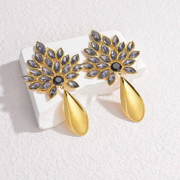 304 Stainless Steel Glass Stud Earrings for Women