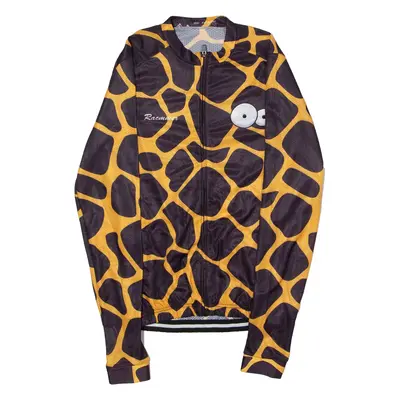 RACMMER Giraffe Print Full Zip Cycling Womens Jersey Brown Long Sleeve S