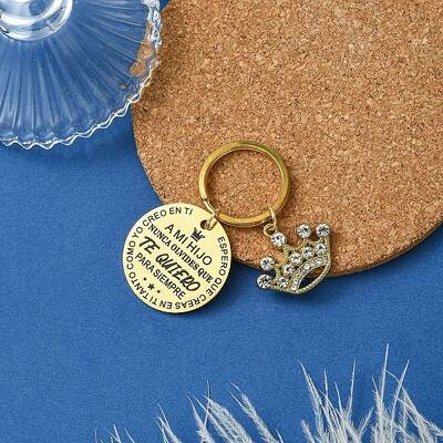 201 Stainless Steel & Alloy  Rhinestone Keychain