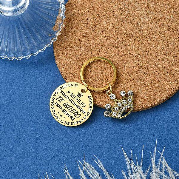 201 Stainless Steel & Alloy  Rhinestone Keychain