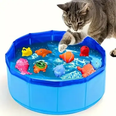 Cat Water Toy, 12pcs/set Floating Fish Design Cat Water Toy, Portable Easy Cleaning Indoor Cat Water Play Mat, Pet Supplies