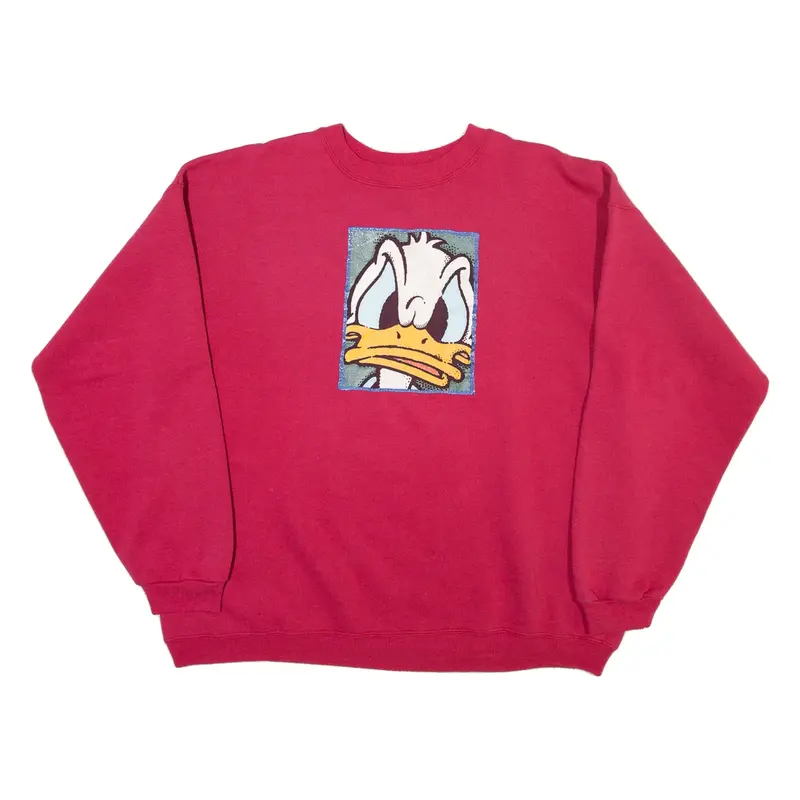 DISNEY Daffy Duck Womens Sweatshirt Pink Crew Neck M