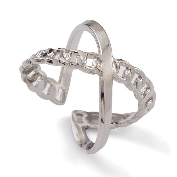 Non-Tarnish 304 Stainless Steel Criss Cross Open Cuff Rings for Women