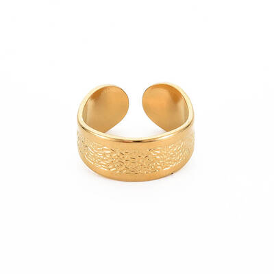 Ion Plating(IP) 304 Stainless Steel Flat Open Cuff Ring for Women