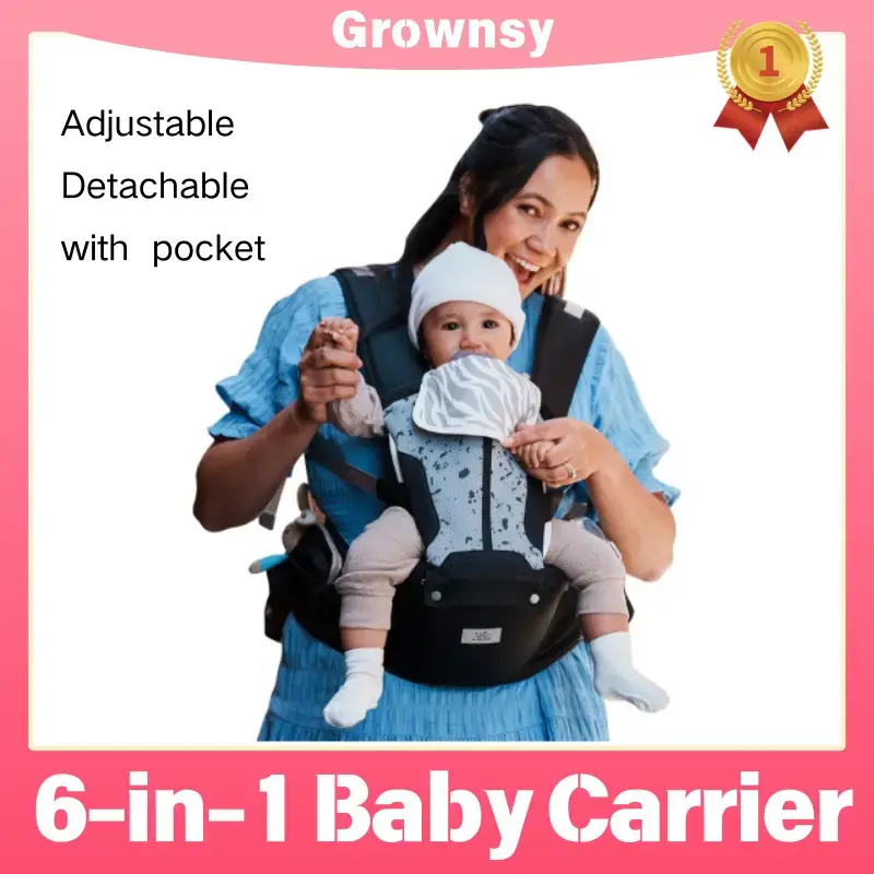 Baby Carrier, Safety-Certified 6-in-1 Baby Carrier Newborn to Toddler, Adjustable Detachable Infant Baby Hip Seat Carrier for...