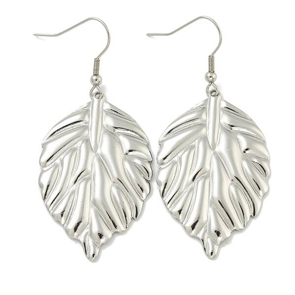 Non-Tarnish Leaf 304 Stainless Steel Dangle Earrings